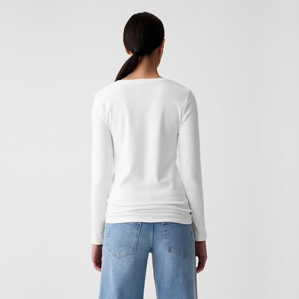 2/$30 GAP Long Sleeve Modern Crew Neck T-Shirt Fresh White XXS #A1145 - Picture 7 of 13